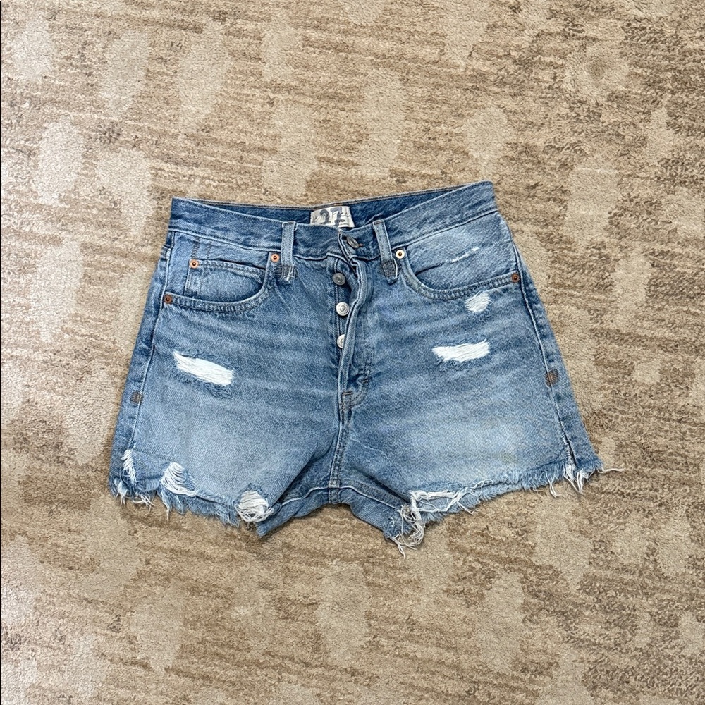 Free People Distressed Jean Shorts